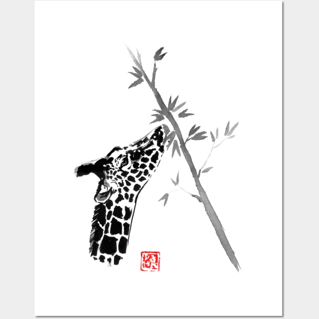 giraffe eating Wall Art by pechane